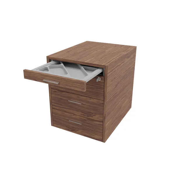 Caisson mobile placage bois Quadri Prestige - 3 tiroirs plats
