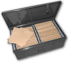 Cantine d'archivage en acier - 80 cm / 95 litres - avec kit support pour dossiers suspendus