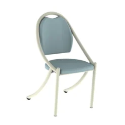 Chaise appui sur table Aloe II - assise et dossier textile enduit - piétement aluminium