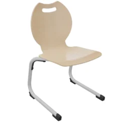 Chaise appui sur table BANDANA - coque bois hêtre naturel piètement gris alu - taille 3 - lot de 4
