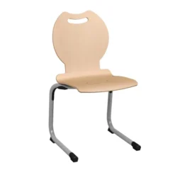 Chaise appui sur table Bandana - coque bois hêtre - piétement aluminium époxy - taille 6 - lot de 4
