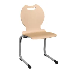 Chaise appui sur table Bandana - coque bois hêtre - piétement aluminium époxy - taille 5 - lot de 4