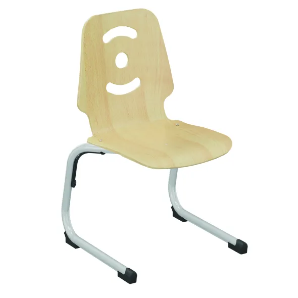 Chaise appui sur table Happy - coque bois hêtre - piétement acier époxy - taille 3 - lot de 4