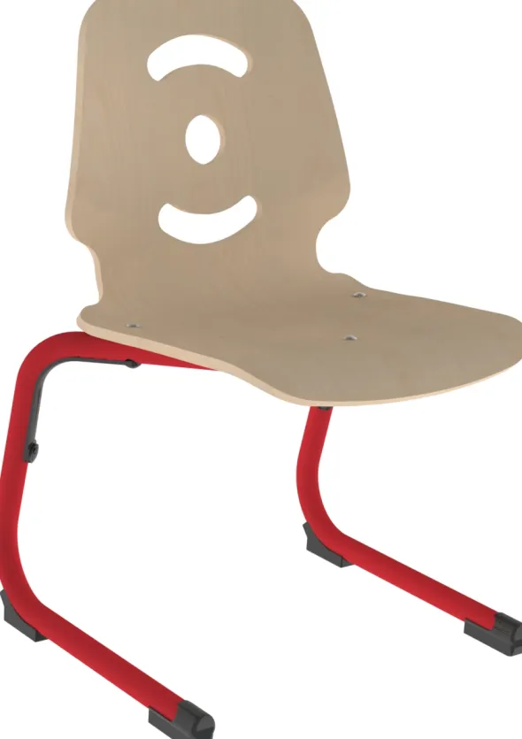 Chaise appui sur table Happy - coque bois hêtre - piétement acier époxy - taille 3 - lot de 4