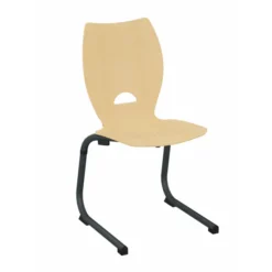 Chaise appui sur table Izoacier coque A - hêtre verni naturel - piétement acier époxy - lot de 4