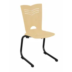 Chaise appui sur table Izoacier coque B - hêtre verni naturel - piétement acier noir - lot de 4