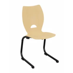 Chaise appui sur table Izoacier coque A - hêtre verni naturel - piétement acier noir - lot de 4