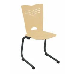 Chaise appui sur table Izoacier coque B - hêtre verni naturel - piétement acier époxy - lot de 4