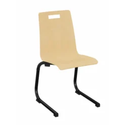 Chaise appui sur table Izoalu coque C - hêtre verni naturel - piétement aluminium noir - lot de 4