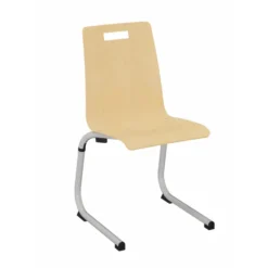 Chaise appui sur table Izoalu coque C - hêtre verni naturel - piétement aluminium gris alu - lot de 4