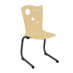 Chaise appui sur table Izoalu coque D - hêtre verni naturel - piétement aluminium époxy - lot de 4