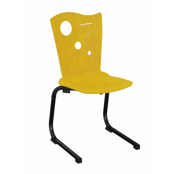 Chaise appui sur table Izoalu coque D - hêtre teinté - piétement aluminium époxy - lot de 4 coque