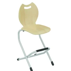 Chaise appui sur table réhaussée Bandana coque bois hêtre - piétement acier époxy