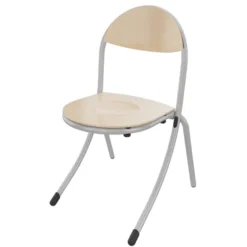 Chaise appui sur table Rond'O - assise dossier séparés hêtre naturel - piétement acier gris alu - taille 6 - lot de 4