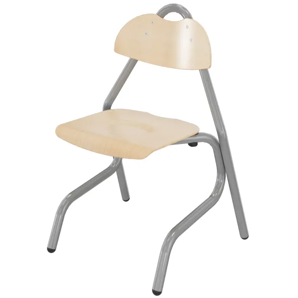 Chaise appui sur table Tempo - assise dossier séparés - hêtre - piétement acier époxy - taille 3 - lot de 4