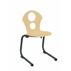 Chaise appui sur table ultra légère Izoalu coque E - hêtre verni naturel - piétement aluminium époxy - lot de 4