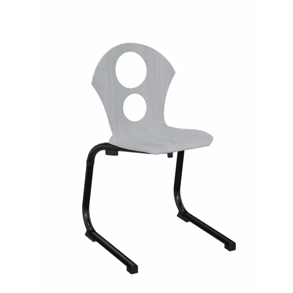 Chaise appui sur table ultra légère Izoalu coque E - hêtre teinté - piétement aluminium époxy - lot de 4