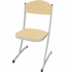 Chaise appui sur table Zen - assise dossier séparés hêtre vernis naturel - piétement acier gris alu - lot de 4