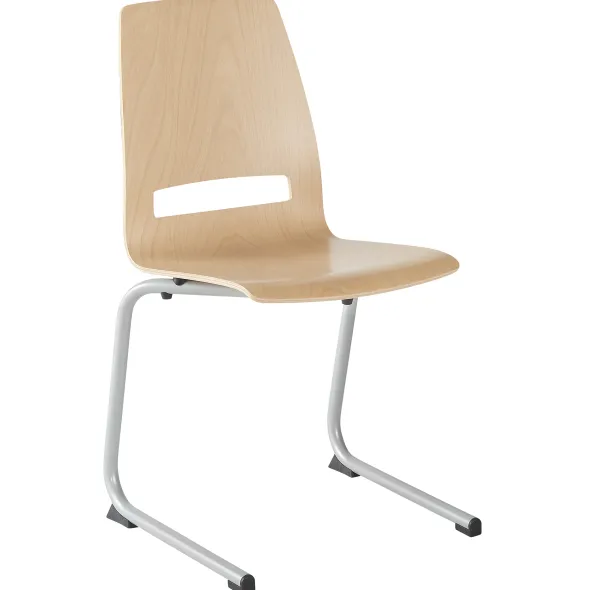 Chaise coque bois - Idaho 2 - piétement en appui sur table - Hêtre Verni Naturel - empilable par 6