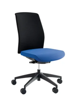 Chaise de bureau Akila - assise tissu B - dossier résille noir -