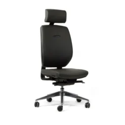 Chaise de bureau Artech - cuir - piétement aluminium poli - avec appui-tête