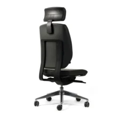 Chaise de bureau Artech - cuir - piétement aluminium poli - avec appui-tête