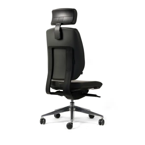 Chaise de bureau Artech - cuir - piétement aluminium poli - avec appui-tête