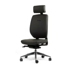 Chaise de bureau Artech - cuir - piétement aluminium poli - avec appui-tête