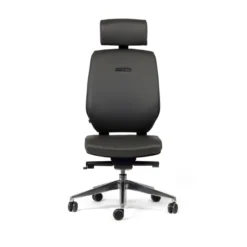 Chaise de bureau Artech - cuir - piétement aluminium poli - avec appui-tête