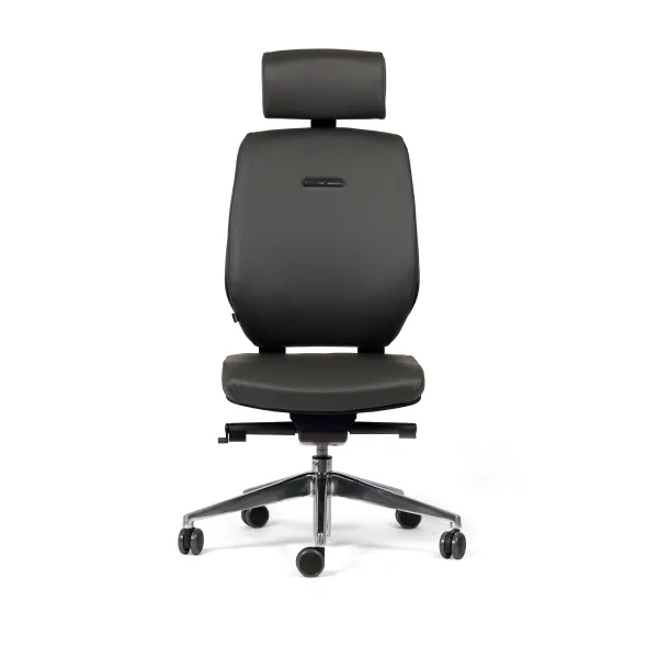 Chaise de bureau Artech - cuir - piétement aluminium poli - avec appui-tête