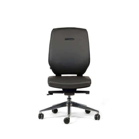 Chaise de bureau Artech - cuir - piétement aluminium poli