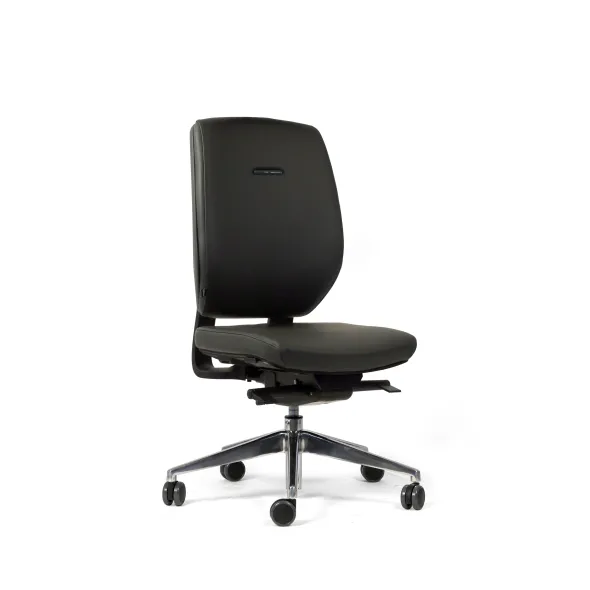 Chaise de bureau Artech - cuir - piétement aluminium poli