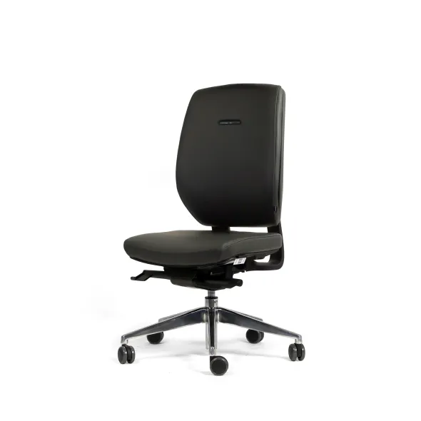 Chaise de bureau Artech - cuir - piétement aluminium poli