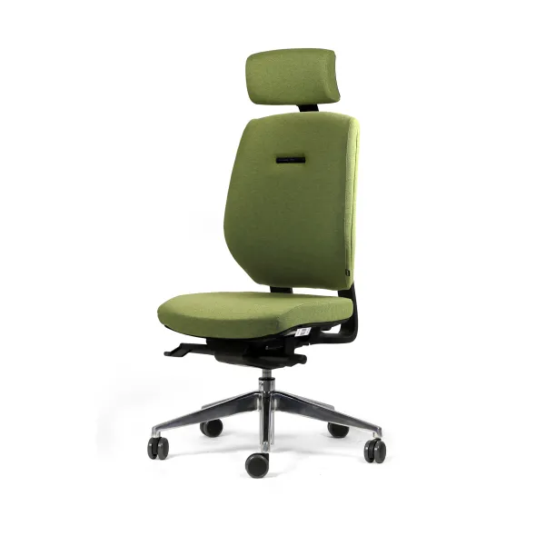 Chaise de bureau Artech - tissu - piétement aluminium poli - avec appui-tête