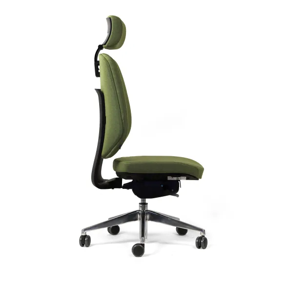 Chaise de bureau Artech - tissu - piétement aluminium poli - avec appui-tête