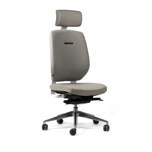 Chaise de bureau Artech - tissu - piétement aluminium poli - avec appui-tête