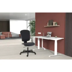 Chaise de bureau Bella - textile enduit anthracite Eden - roulette sol dur