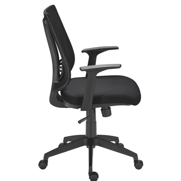 Chaise de bureau Bruneau Tiloa - assise tissu noir dossier maille noir - non conforme ERP