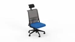 Chaise de bureau Comforto 59 - assise tissu - dossier résille - appui-tête