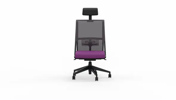 Chaise de bureau Comforto 59 - assise tissu - dossier résille - appui-tête