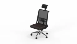 Chaise de bureau Comforto 59 - assise cuir - dossier résille - appui-tête
