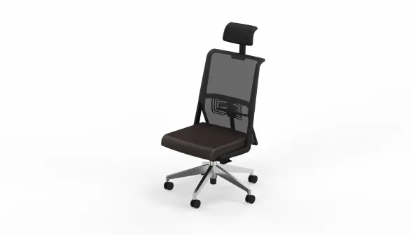 Chaise de bureau Comforto 59 - assise cuir - dossier résille - appui-tête