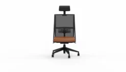 Chaise de bureau Comforto 59 - assise cuir - dossier résille - appui-tête