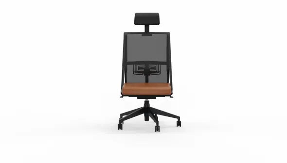 Chaise de bureau Comforto 59 - assise cuir - dossier résille - appui-tête