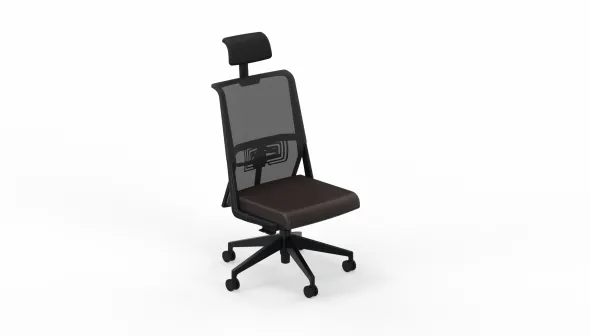 Chaise de bureau Comforto 59 - assise cuir - dossier résille - appui-tête