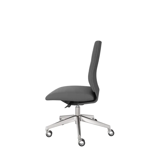 Chaise de bureau Directa - cuir - piétement aluminium poli