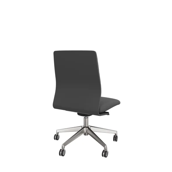 Chaise de bureau Directa - cuir - piétement aluminium poli