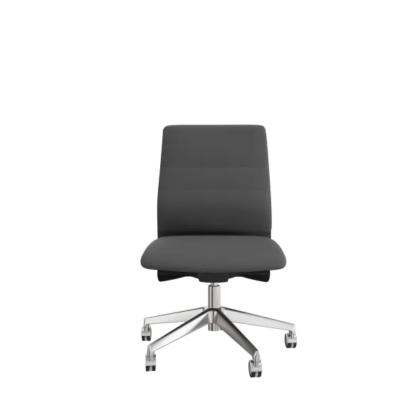 Chaise de bureau Directa - cuir - piétement aluminium poli
