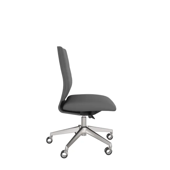 Chaise de bureau Directa - cuir - piétement aluminium poli