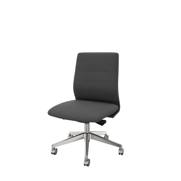 Chaise de bureau Directa - cuir - piétement aluminium poli